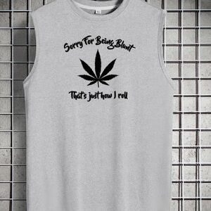 NEW! Gray Men's Pot Leaf Sleeveless Muscle Shirt Tank Top Weed Doobie Trendy